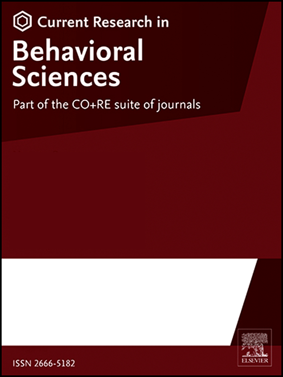 Go to journal home page - Current Research in Behavioral Sciences